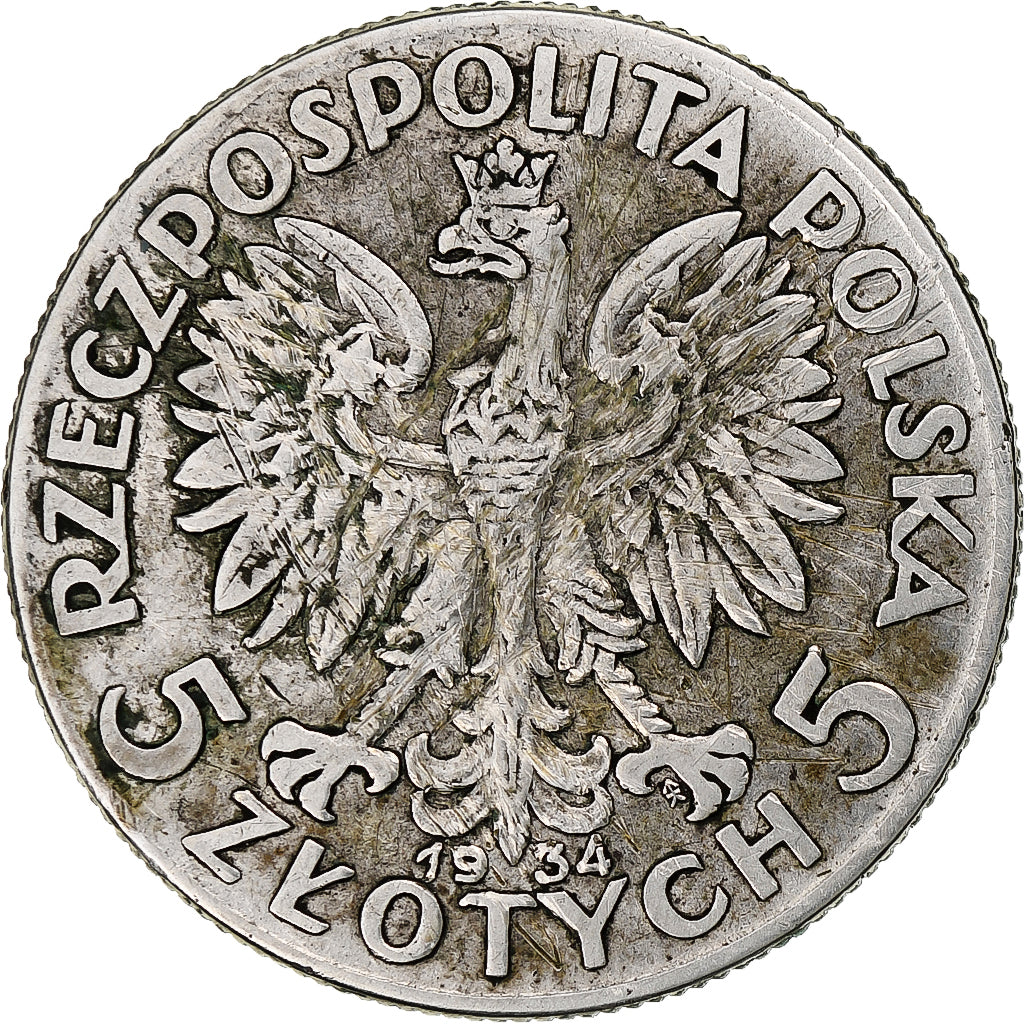 Pologne, 5 Zlotych, 1934, Warsaw, Argent, TB+, KM:21