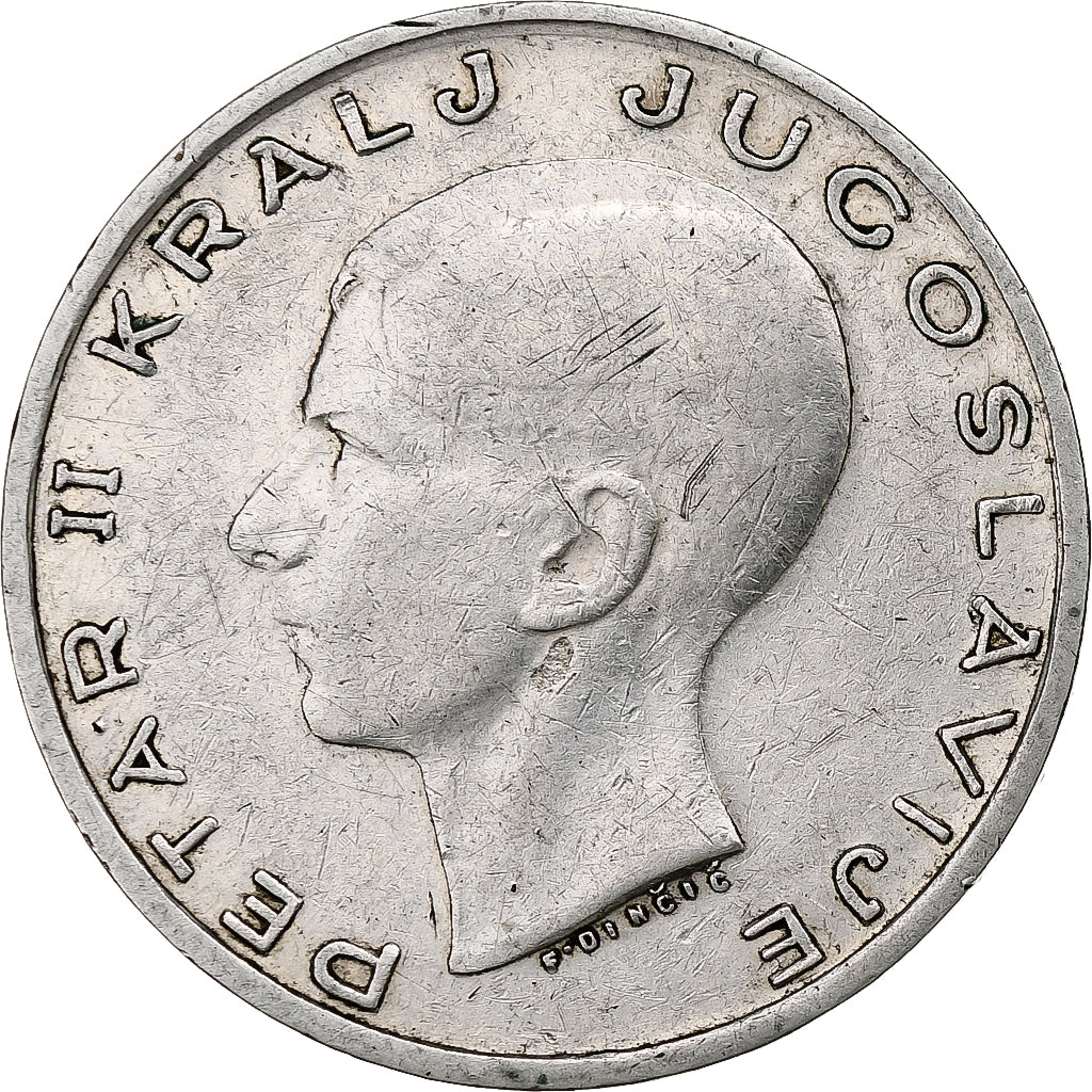 Yugoslavia, Petar II, 20 Dinara, 1938, Silver, EF(40-45), KM:23