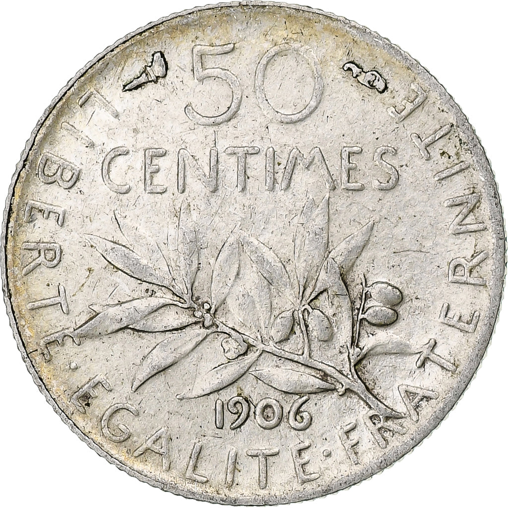 Coin, France, Semeuse, 50 Centimes, 1906, Paris, EF(40-45), Silver, KM:854