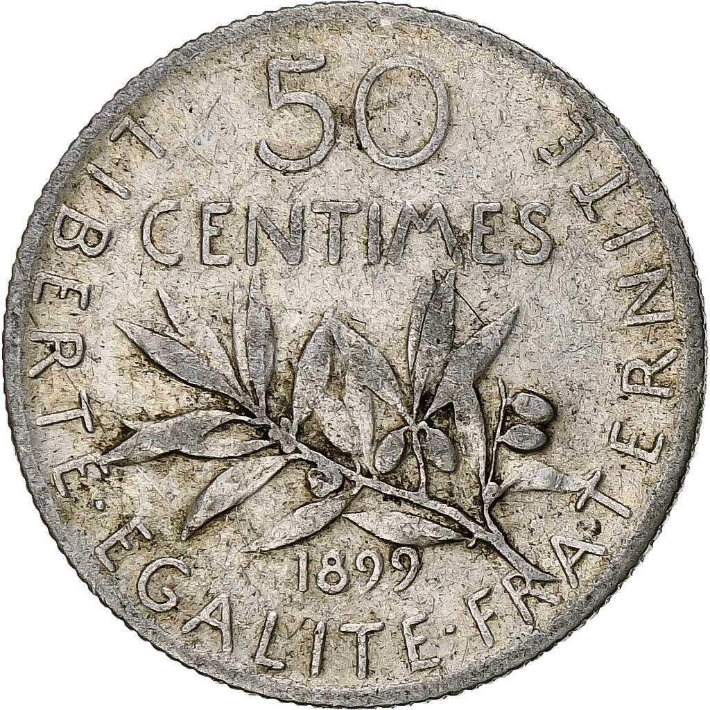 Moneda, Francia, Semeuse, 50 Centimes, 1899, Paris, MBC, Plata, KM:854