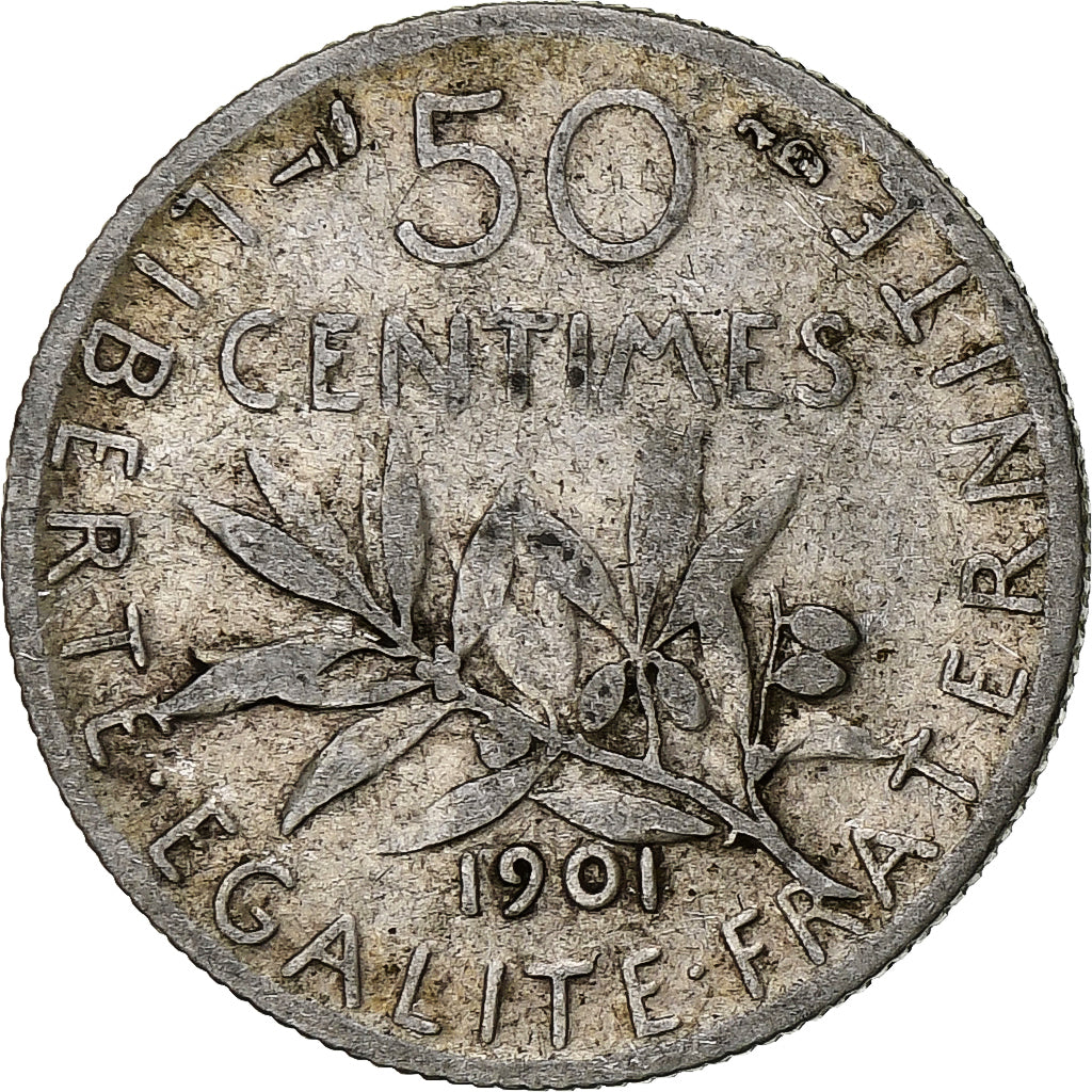 France, 50 Centimes, Semeuse, 1901, Paris, Argent, TB+, Gadoury:420, KM:854