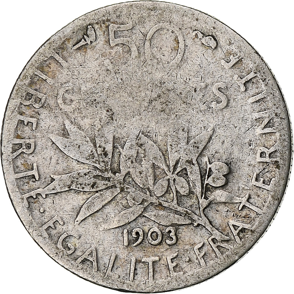 Coin, France, Semeuse, 50 Centimes, 1903, Paris, VF(30-35), Silver, KM:854
