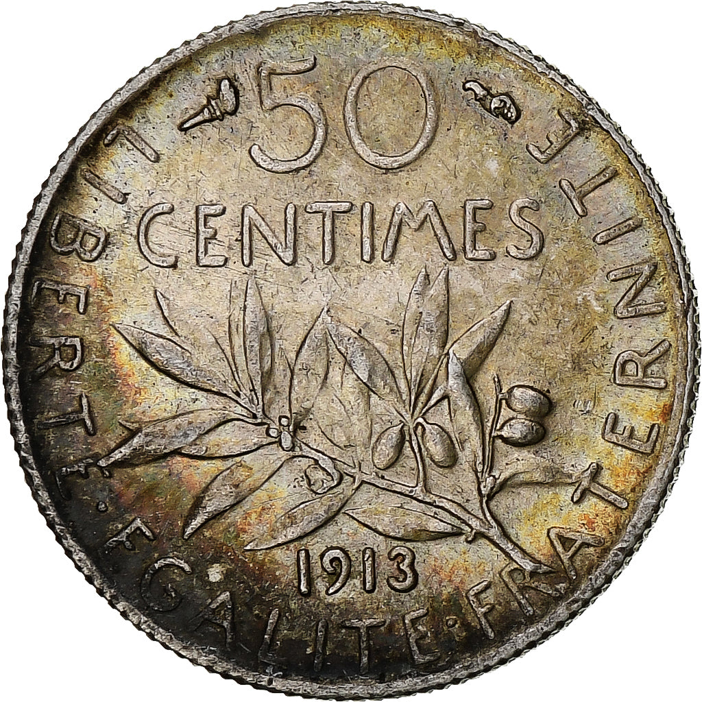 Francia, 50 Centimes, Semeuse, 1913, Paris, Plata, EBC, Gadoury:420, KM:854