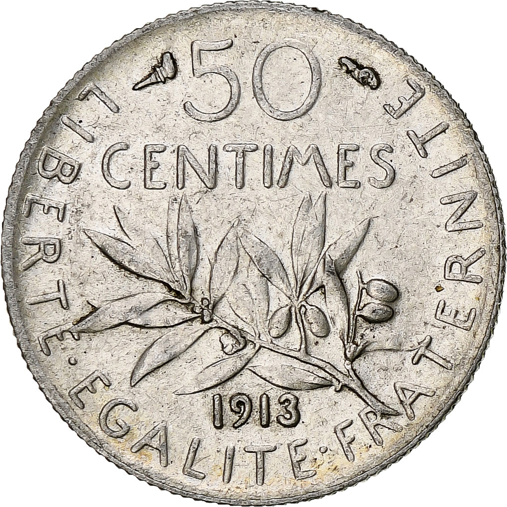 Francia, 50 Centimes, Semeuse, 1913, Paris, Plata, EBC, Gadoury:420, KM:854