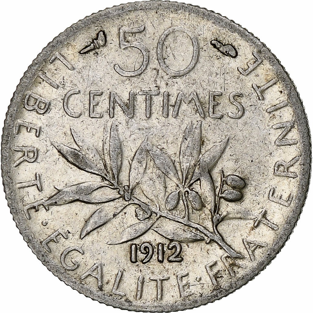 Monnaie, France, Semeuse, 50 Centimes, 1912, Paris, TTB+, Argent, KM:854