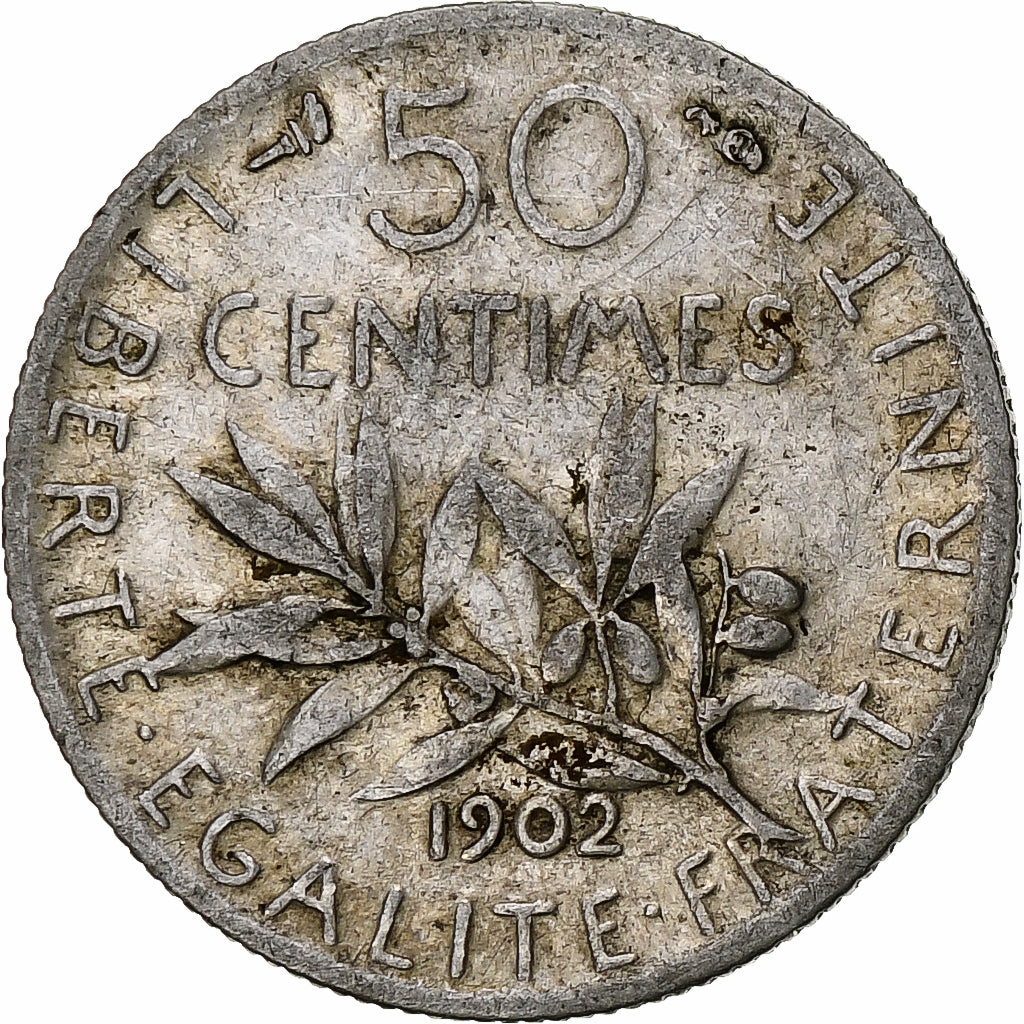 Monnaie, France, Semeuse, 50 Centimes, 1902, Paris, TB+, Argent, KM:854