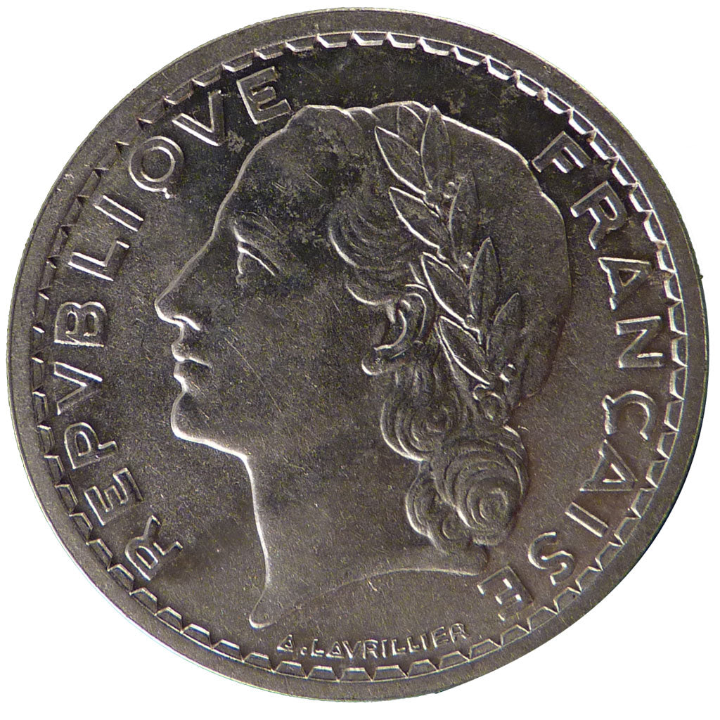 FRANCE, 5 Francs, 1947, Beaumont le Roger, MS(60-62), Aluminium, Gadoury #766a,.