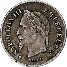 France, Napoleon III, 20 Centimes, Napoléon III, 1867, Strasbourg, Silver