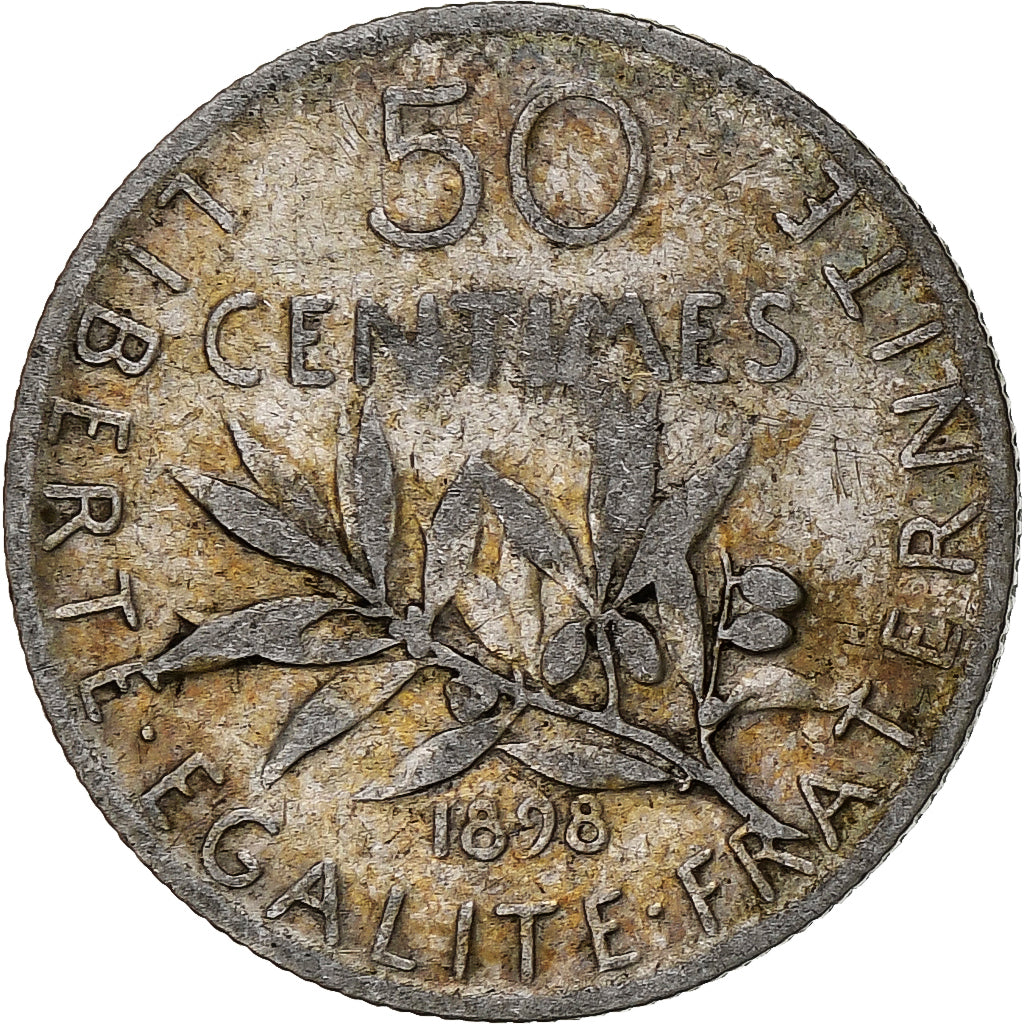 France, 50 Centimes, Semeuse, 1898, Paris, Argent, TB+, Gadoury:420, KM:854