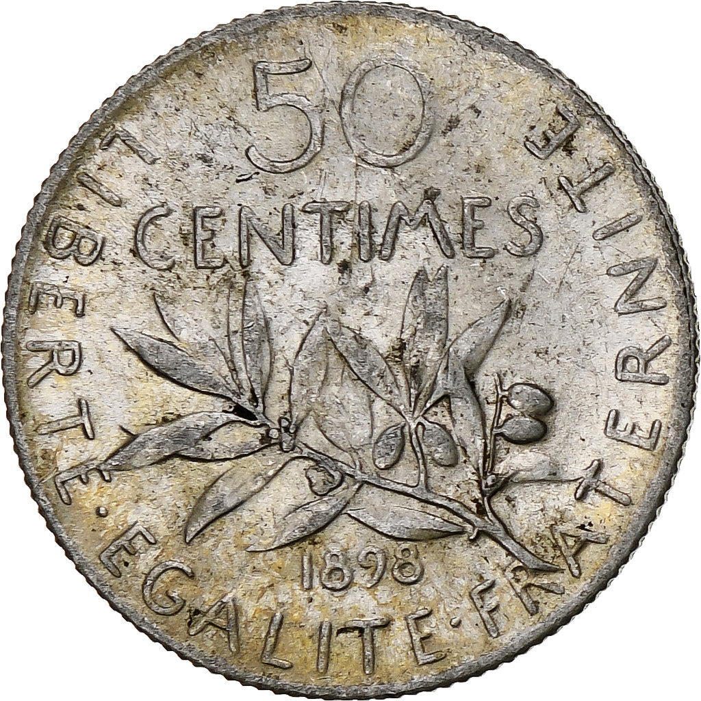 Frankrijk, 50 Centimes, Semeuse, 1898, Paris, Zilver, ZF+, Gadoury:420, KM:854