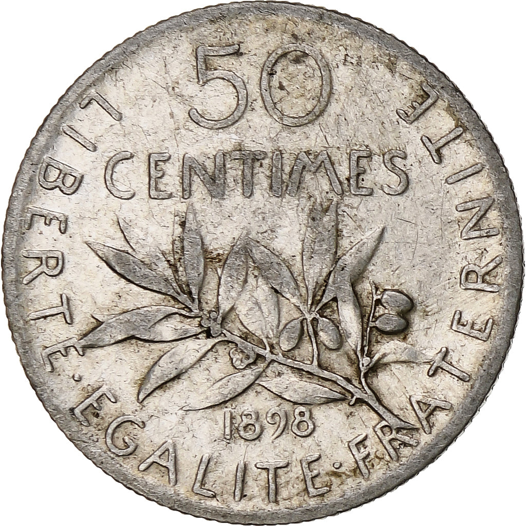 Frankrijk, 50 Centimes, Semeuse, 1898, Paris, Zilver, PR, Gadoury:420, KM:854