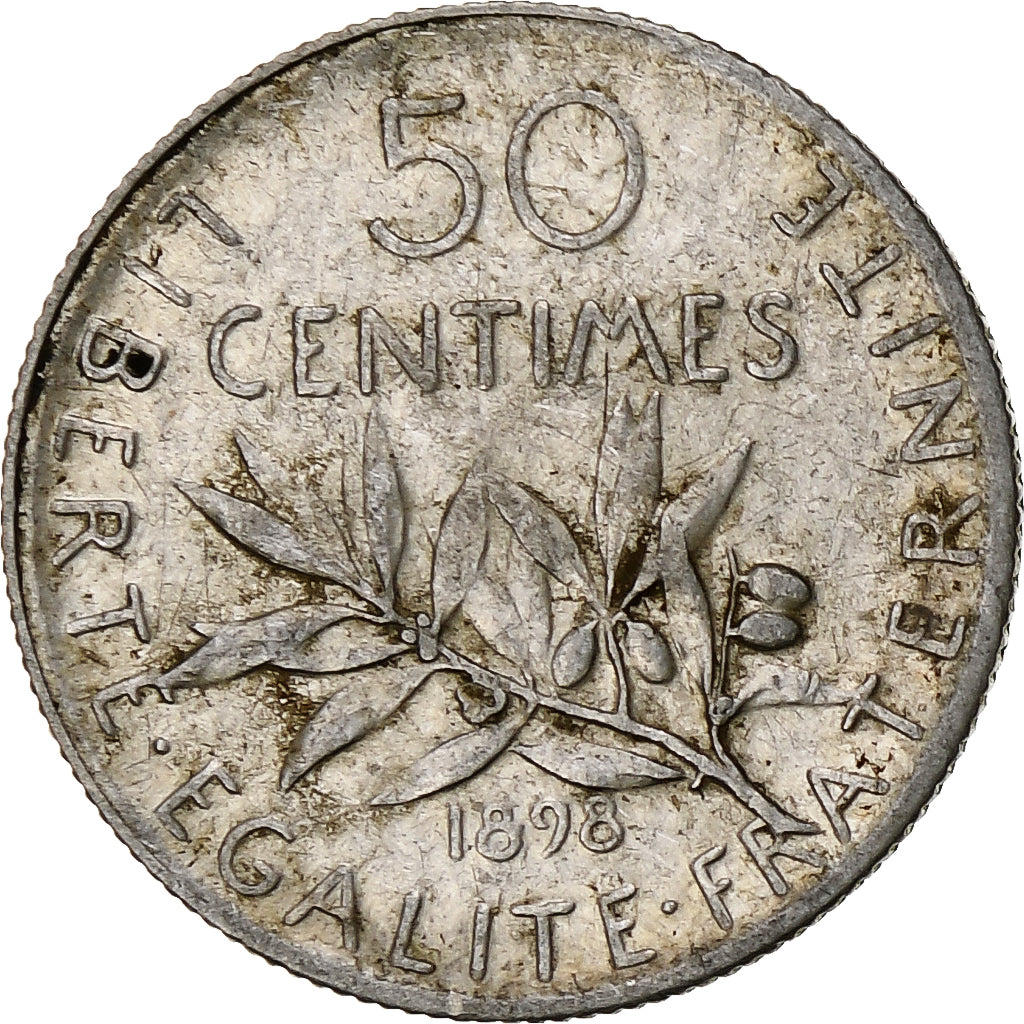 Frankrijk, 50 Centimes, Semeuse, 1898, Paris, Zilver, PR, Gadoury:420, KM:854
