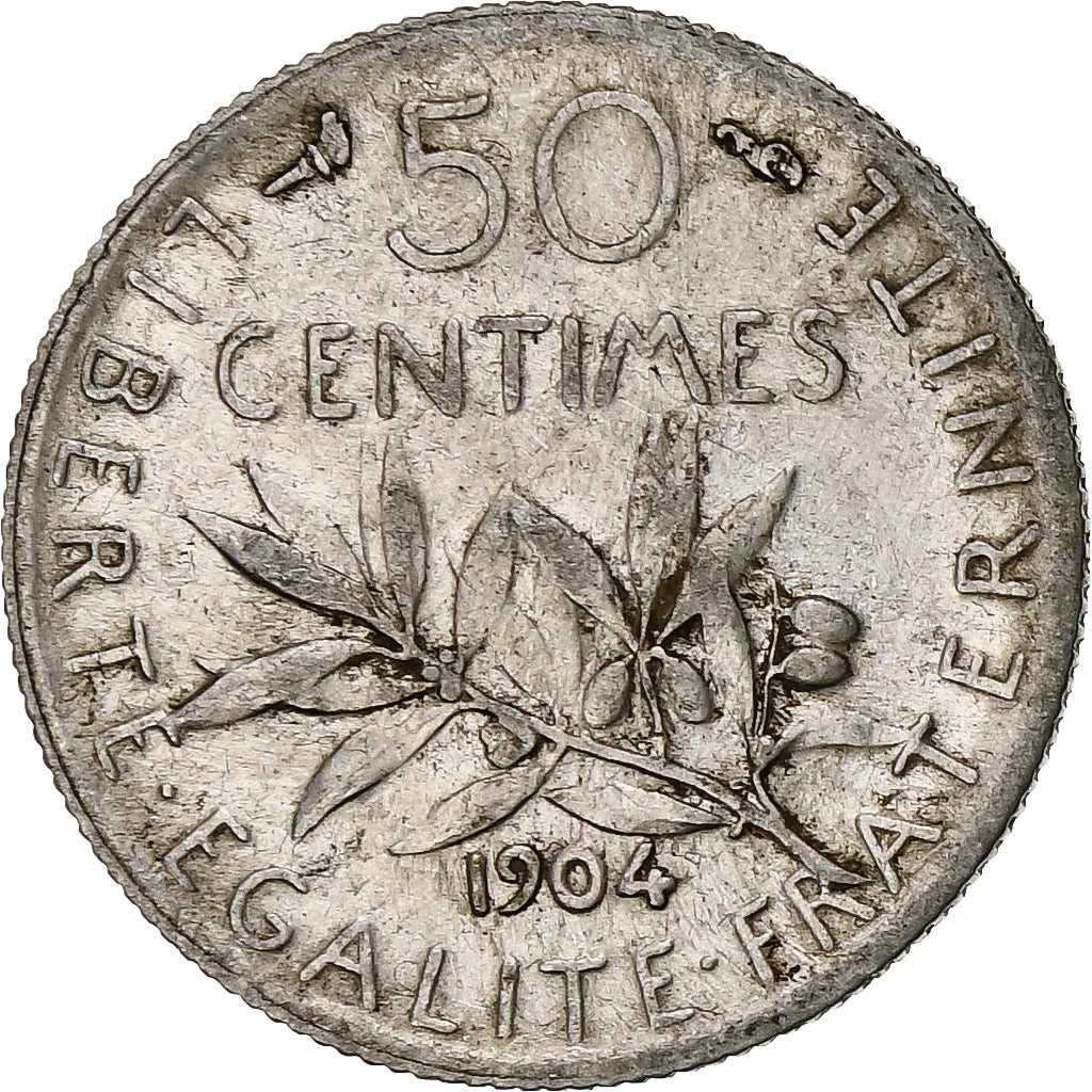 France, 50 Centimes, Semeuse, 1904, Paris, Silver, EF(40-45), Gadoury:420