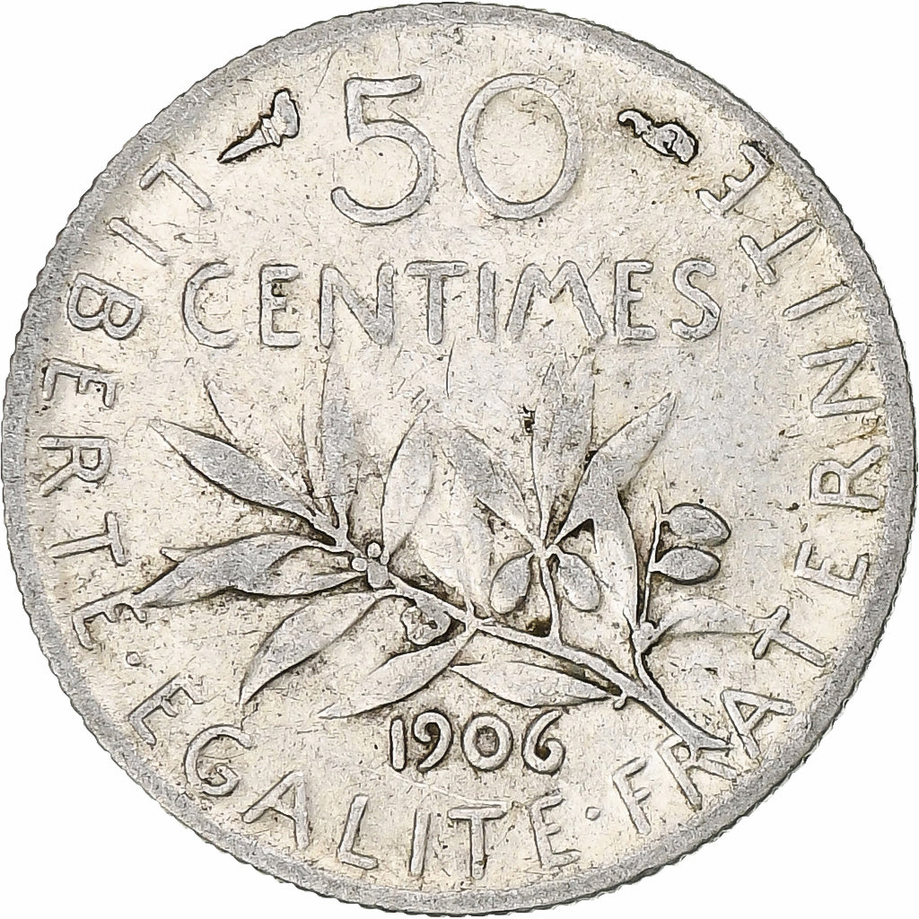 France, 50 Centimes, Semeuse, 1906, Paris, Argent, TTB, Gadoury:420, KM:854