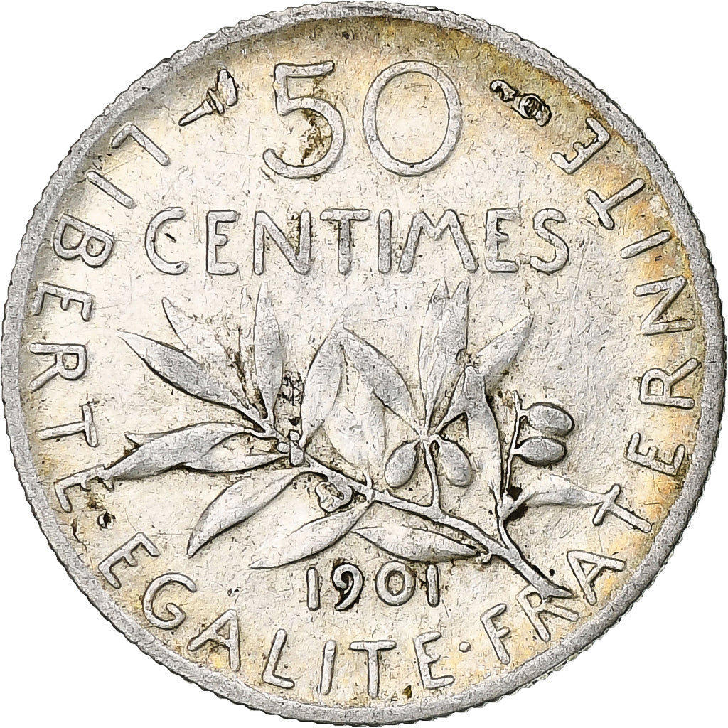 Monnaie, France, Semeuse, 50 Centimes, 1901, Paris, TTB, Argent, Gadoury:420