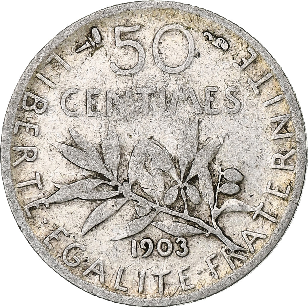 Coin, France, Semeuse, 50 Centimes, 1903, Paris, VF(20-25), Silver, KM:854