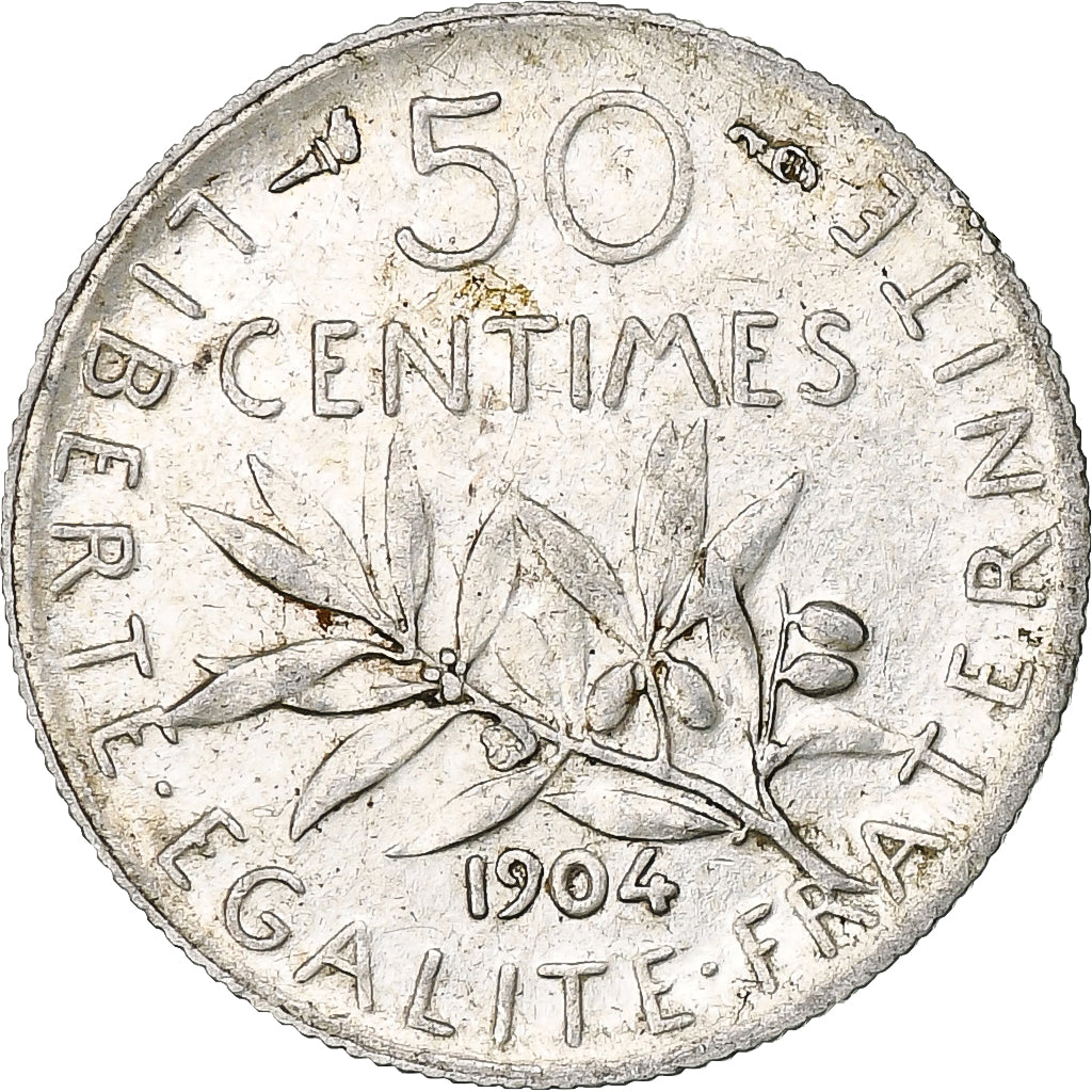 France, 50 Centimes, Semeuse, 1904, Paris, Silver, EF(40-45), Gadoury:420