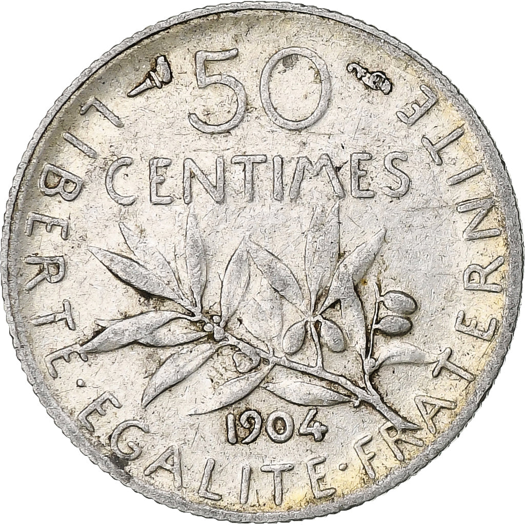 Munten, Frankrijk, Semeuse, 50 Centimes, 1904, Paris, FR+, Zilver, KM:854