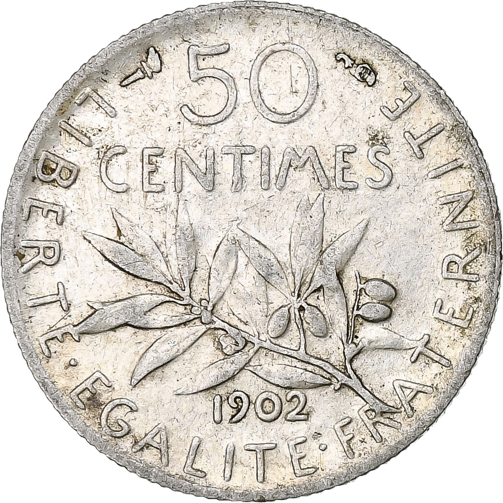 France, 50 Centimes, Semeuse, 1902, Paris, Silver, EF(40-45), Gadoury:467