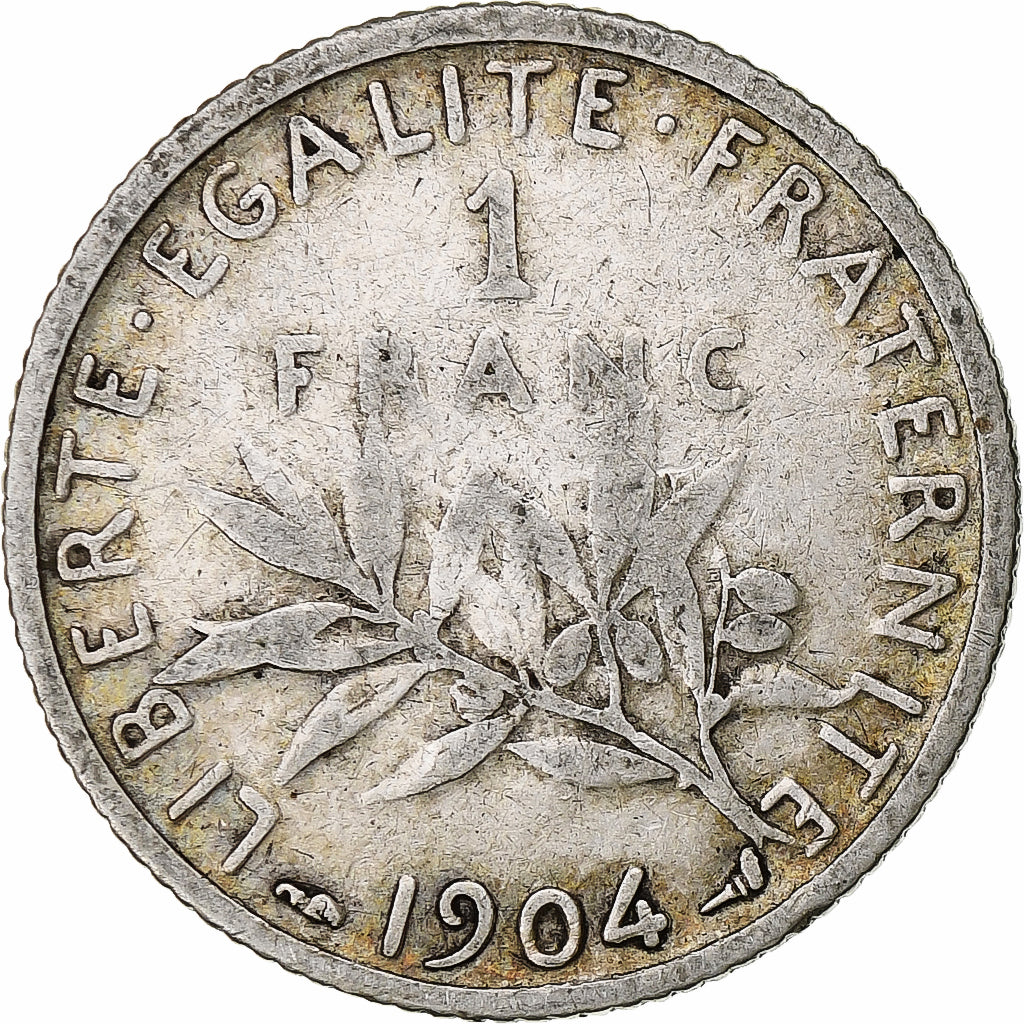 Moneta, Francia, Semeuse, Franc, 1904, Paris, MB, Argento, KM:844.1