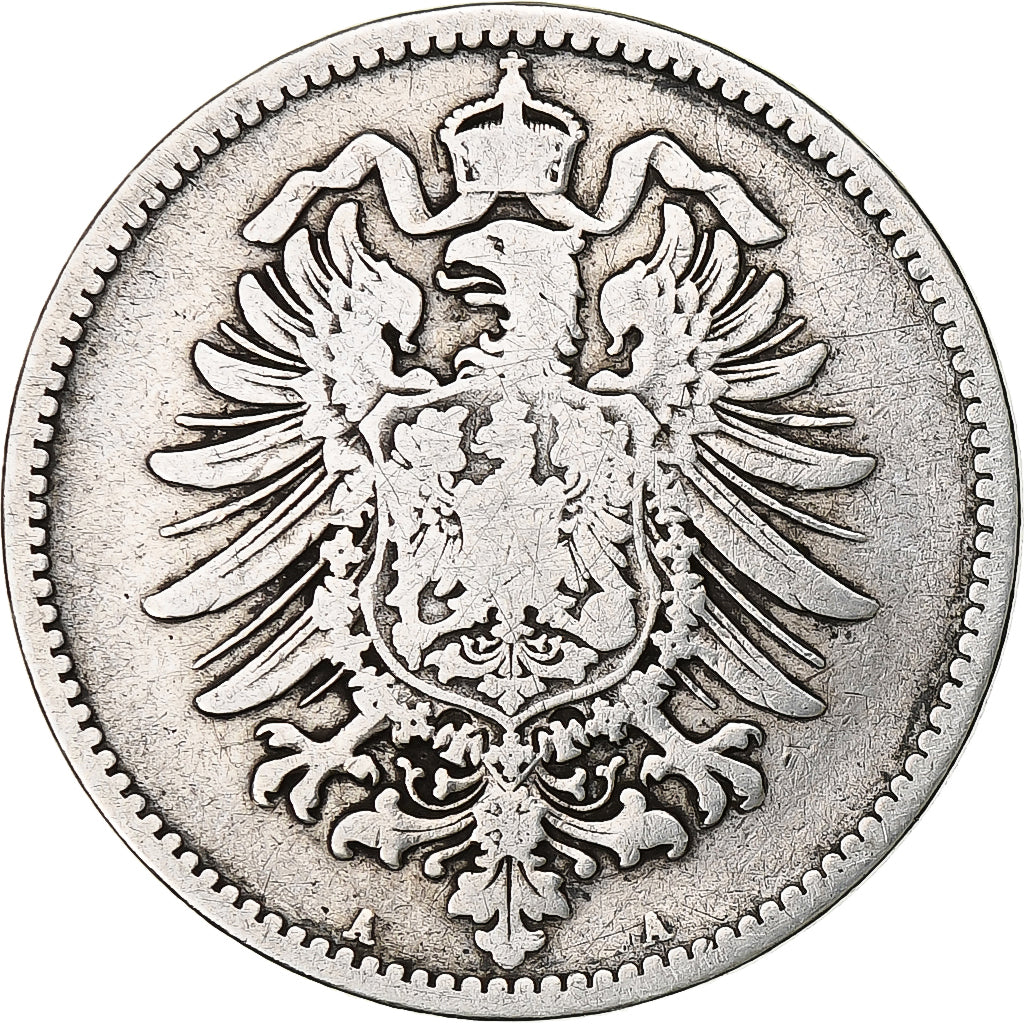 ALEMANIA - IMPERIO, Wilhelm I, Mark, 1881, Berlin, Plata, BC+, KM:7