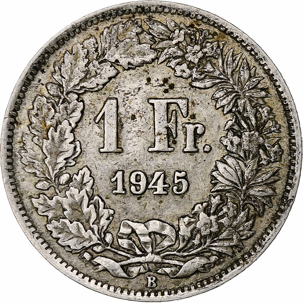 Coin, Switzerland, Franc, 1945, Bern, VF(30-35), Silver, KM:24