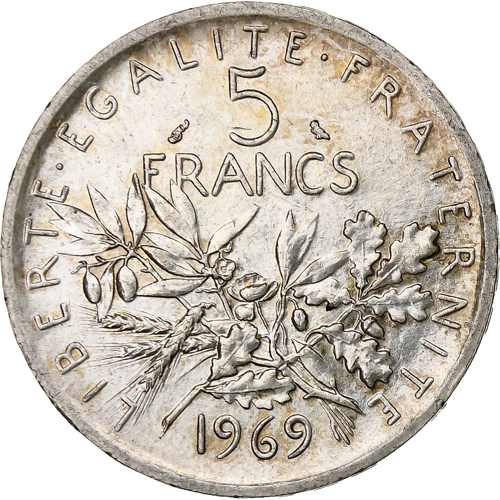 France, Semeuse, 5 Francs, 1969, Paris, SUP, Argent, KM:926