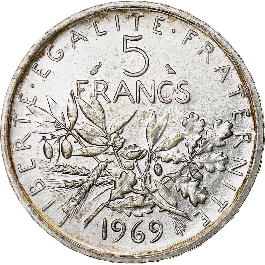 France, Semeuse, 5 Francs, 1969, Paris, SUP, Argent, KM:926