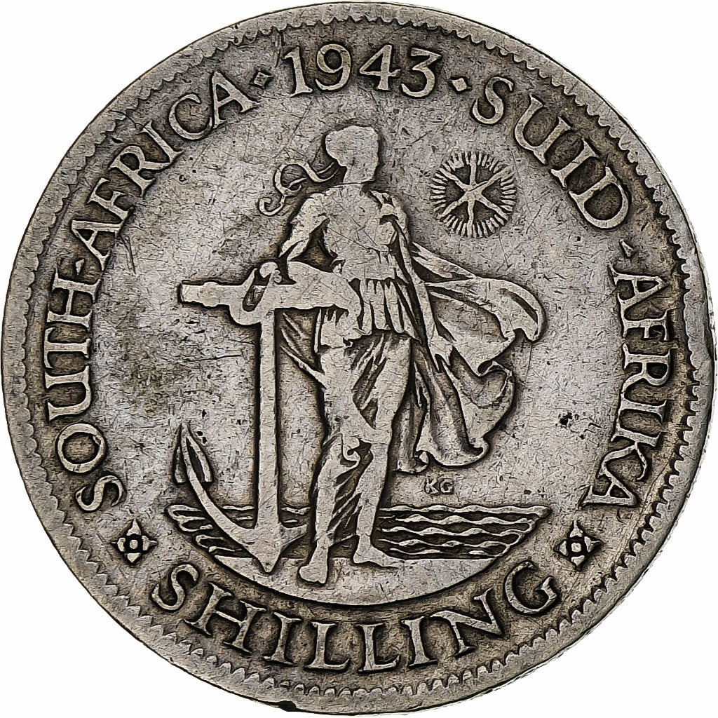 SOUTH AFRICA, Shilling, 1943, KM #28, EF(40-45), Silver, 23.6, 5.65