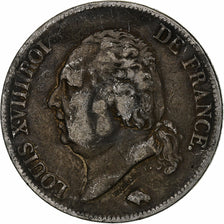 France, Louis XVIII, Louis XVIII, 5 Francs, 1823, Paris, TB+, Argent, KM:711.1