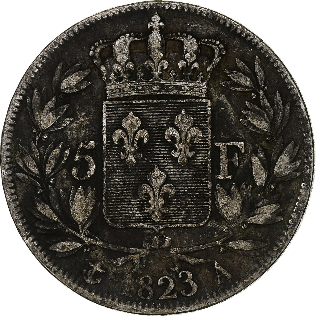 France, Louis XVIII, Louis XVIII, 5 Francs, 1823, Paris, TB+, Argent, KM:711.1