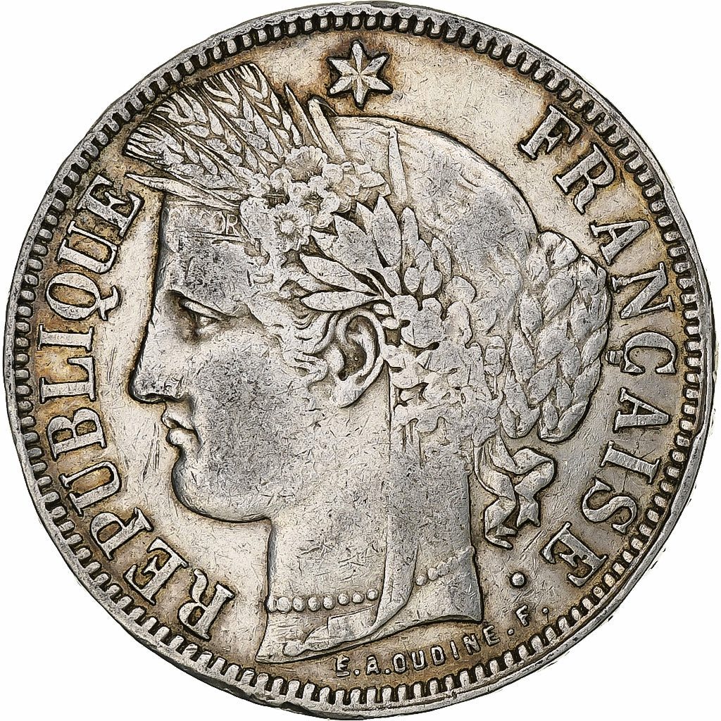 Frankreich, Cérès, 5 Francs, 1870, Bordeaux, VF(20-25), Silver, KM:818.2