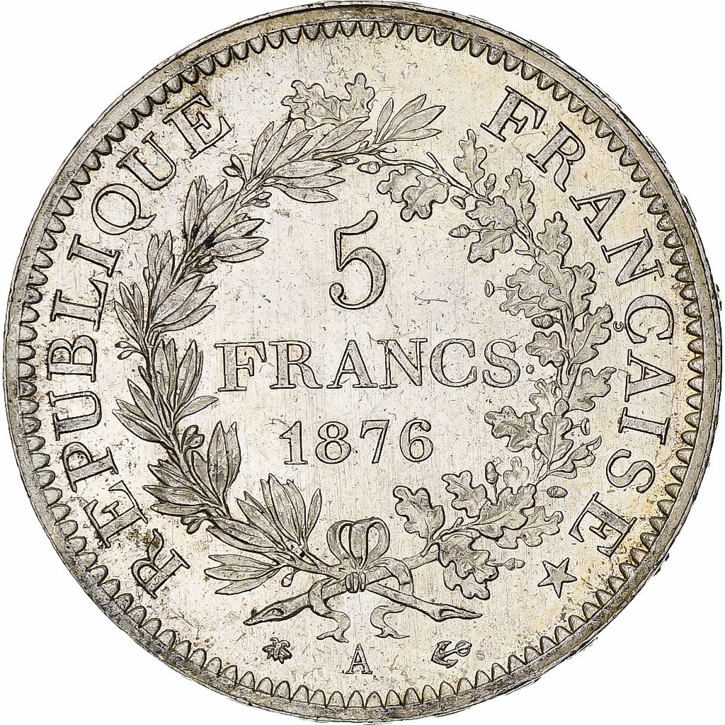 Coin, France, Hercule, 5 Francs, 1876, Paris, MS(60-62), Silver, KM:820.1