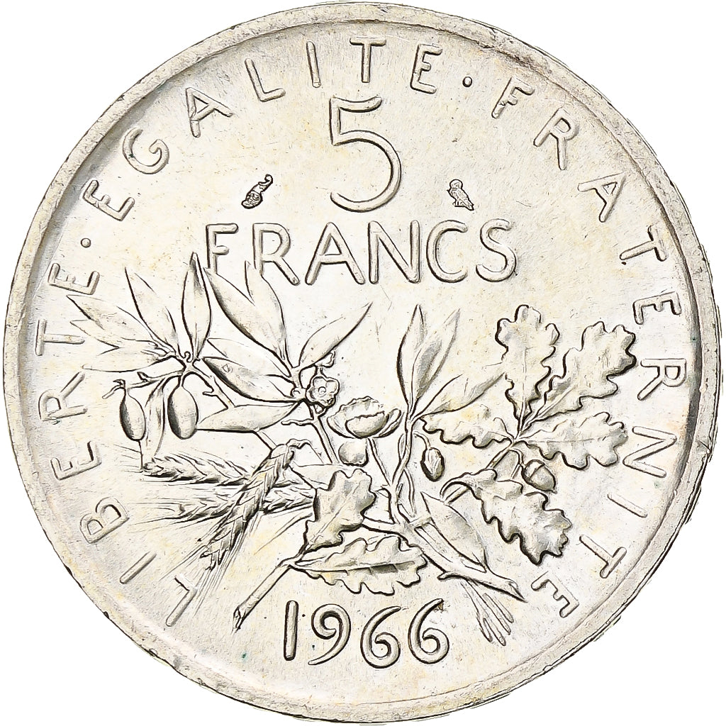 Coin, France, Semeuse, 5 Francs, 1966, MS(60-62), Silver, KM:926, Gadoury:770