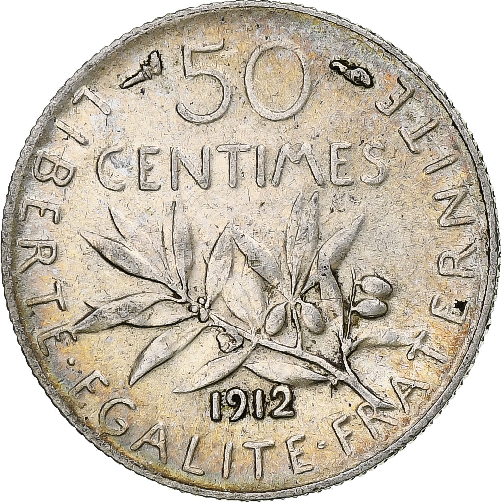 Coin, France, Semeuse, 50 Centimes, 1912, Paris, AU(50-53), Silver, KM:854