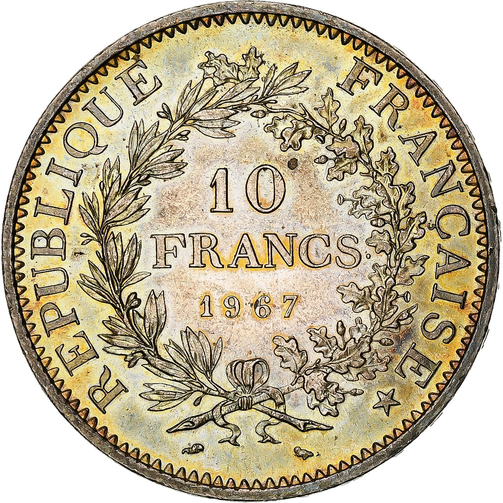 Munten, Frankrijk, Hercule, 10 Francs, 1967, Paris, Avec accent, PR+, Zilver