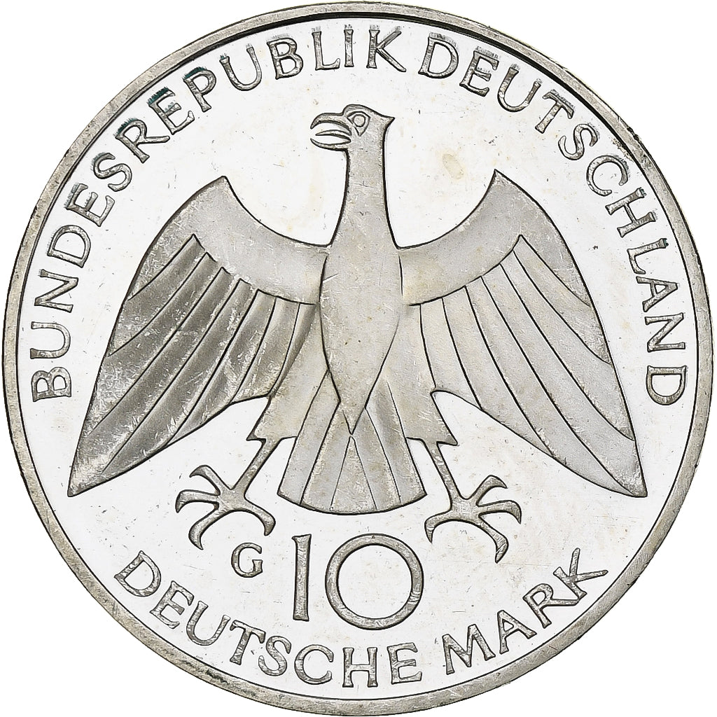 GERMANY - FEDERAL REPUBLIC, 10 Mark, 1972, Karlsruhe, Silver, MS(60-62), KM:131