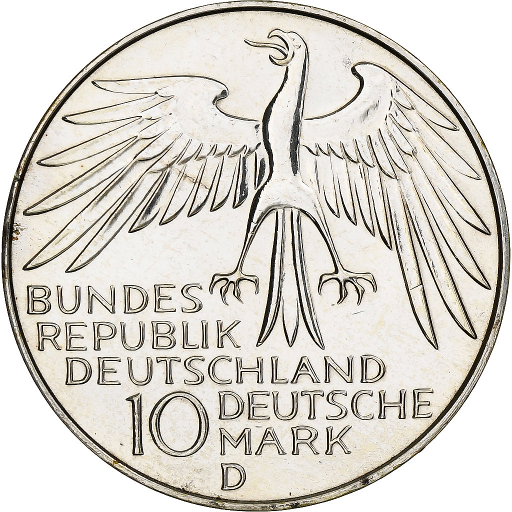 Moeda, ALEMANHA - REPÚBLICA FEDERAL, 10 Mark, 1972, Munich, BE, MS(63), Prata