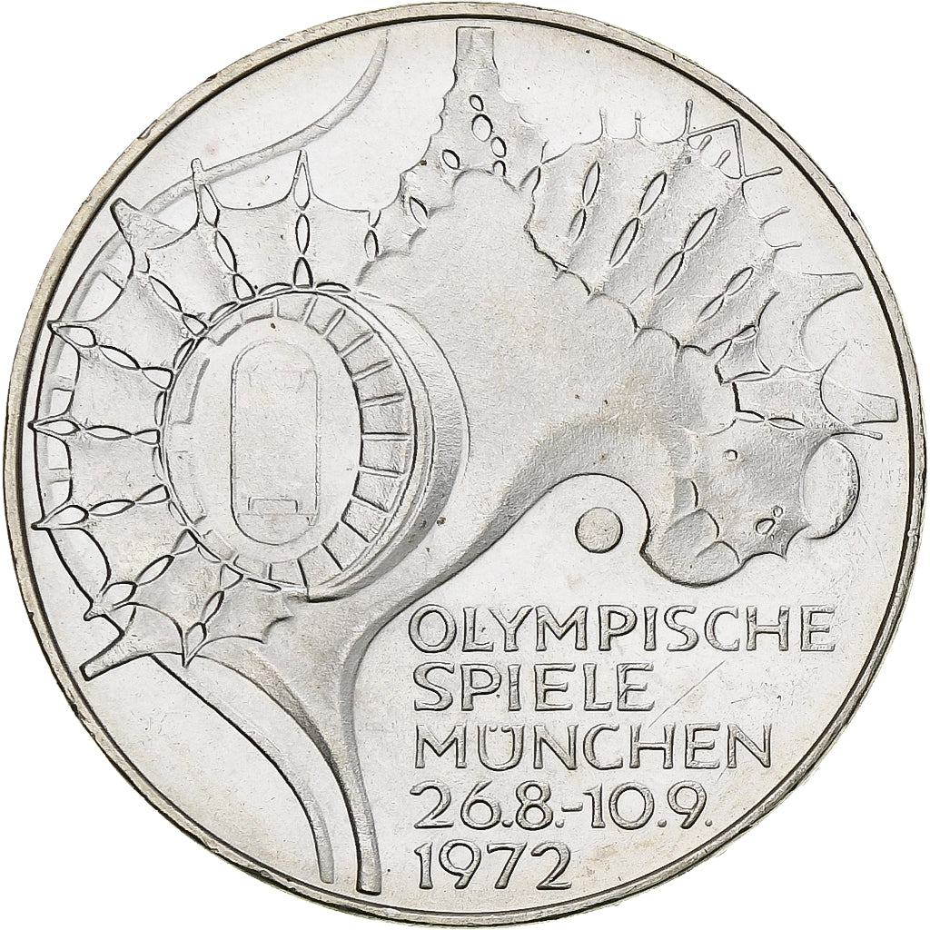 Niemcy - RFN, 10 Mark, 1972, Stuttgart, BE, Srebro, MS(60-62), KM:133