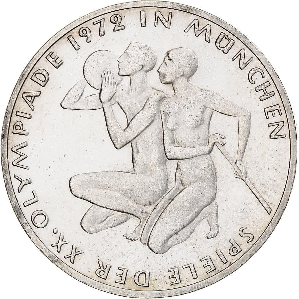 Moneda, ALEMANIA - REPÚBLICA FEDERAL, 10 Mark, 1972, Stuttgart, BE, SC, Plata