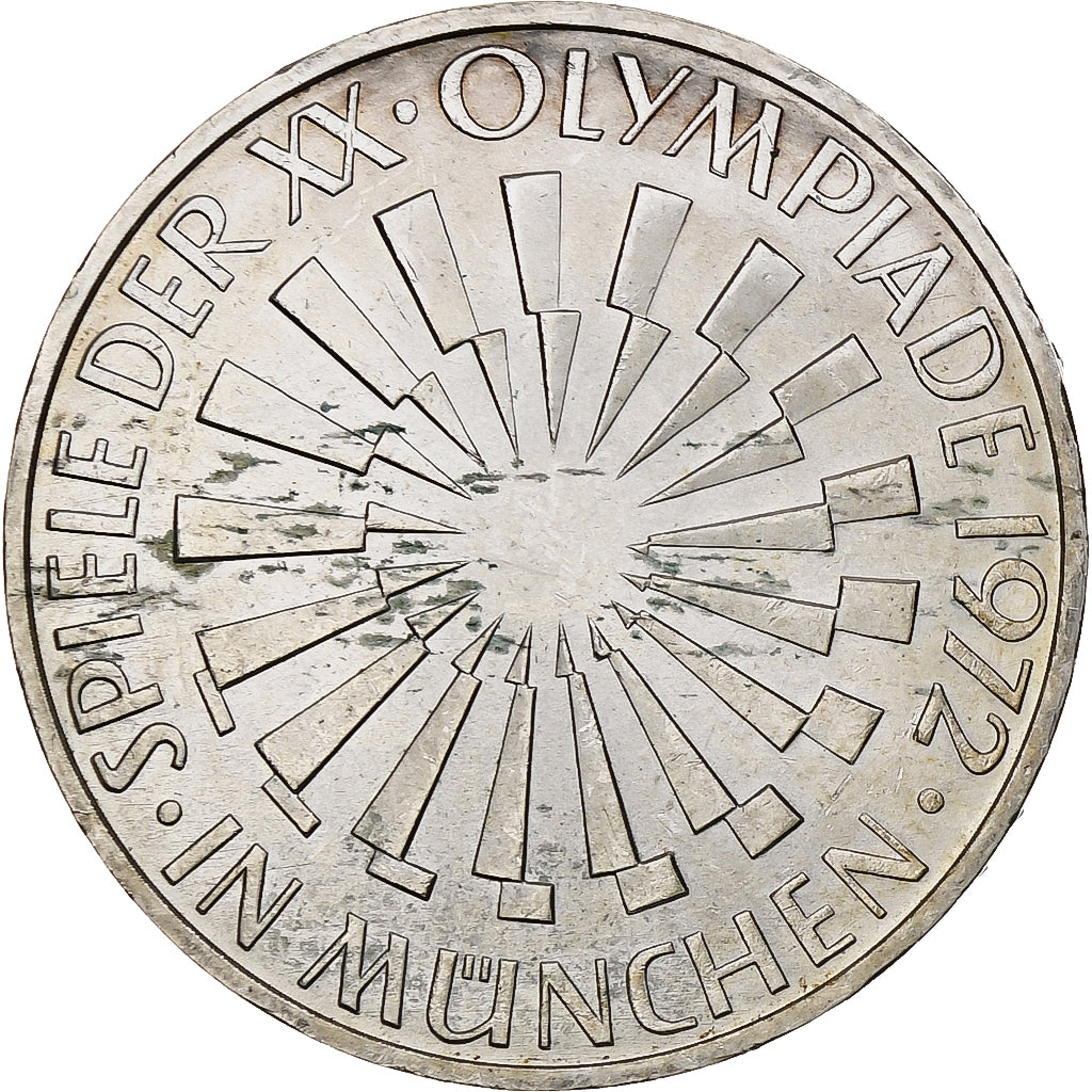GERMANY - FEDERAL REPUBLIC, 10 Mark, 1972, Munich, Silver, AU(55-58), KM:130