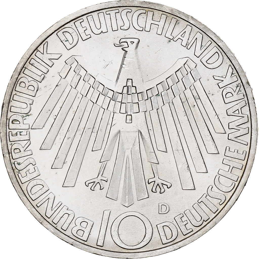 GERMANY - FEDERAL REPUBLIC, 10 Mark, 1972, Munich, Silver, AU(55-58), KM:130