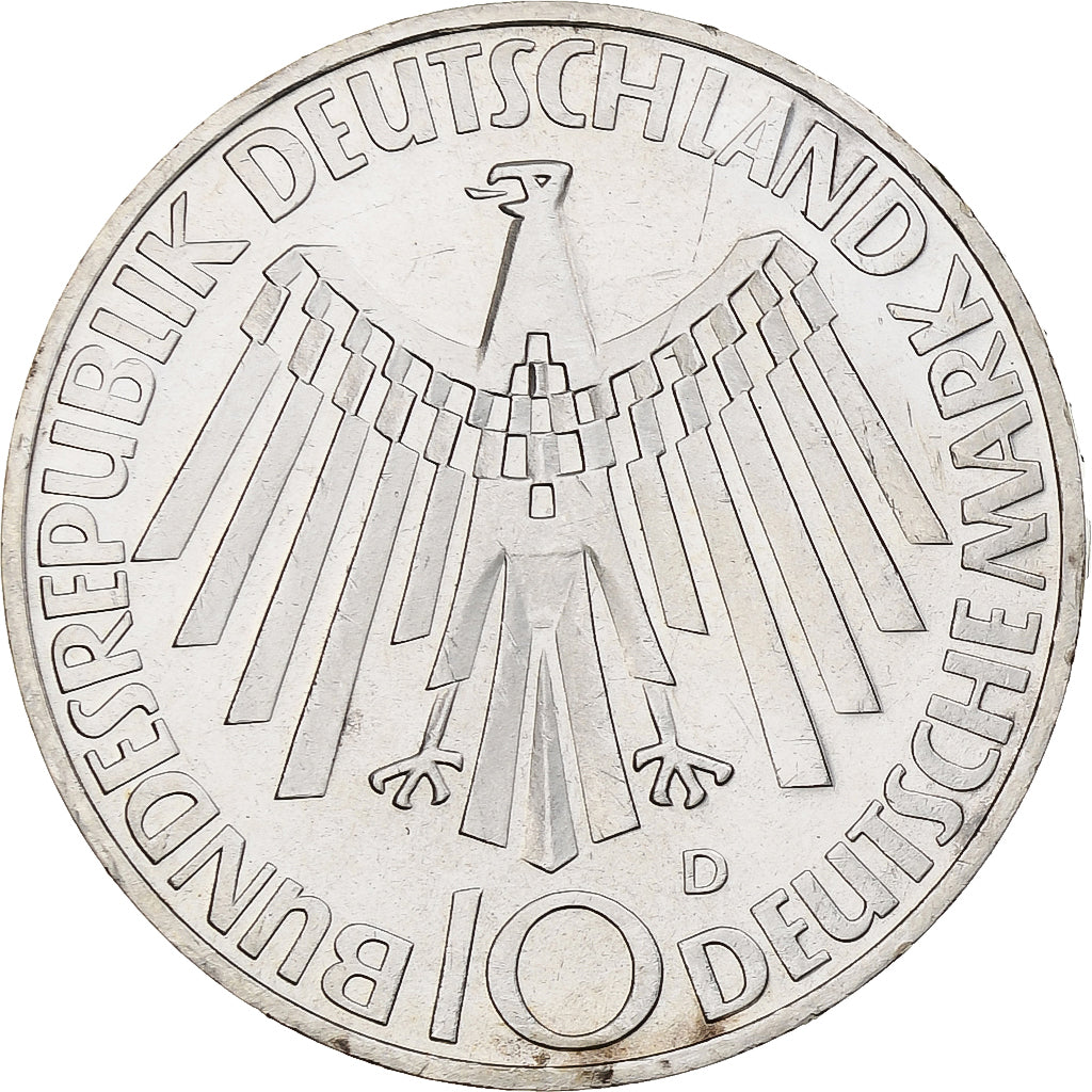 République fédérale allemande, 10 Mark, 1972, Munich, Argent, SUP, KM:134.1