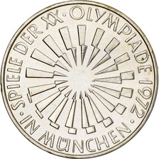 GERMANY - FEDERAL REPUBLIC, 10 Mark, 1972, Hambourg, Silver, AU(55-58), KM:130