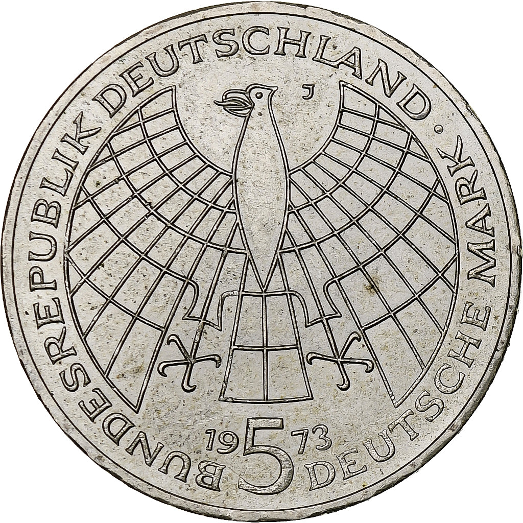 Bundesrepublik Deutschland, 5 Mark, 1973, Hamburg, Silber, SS, KM:136