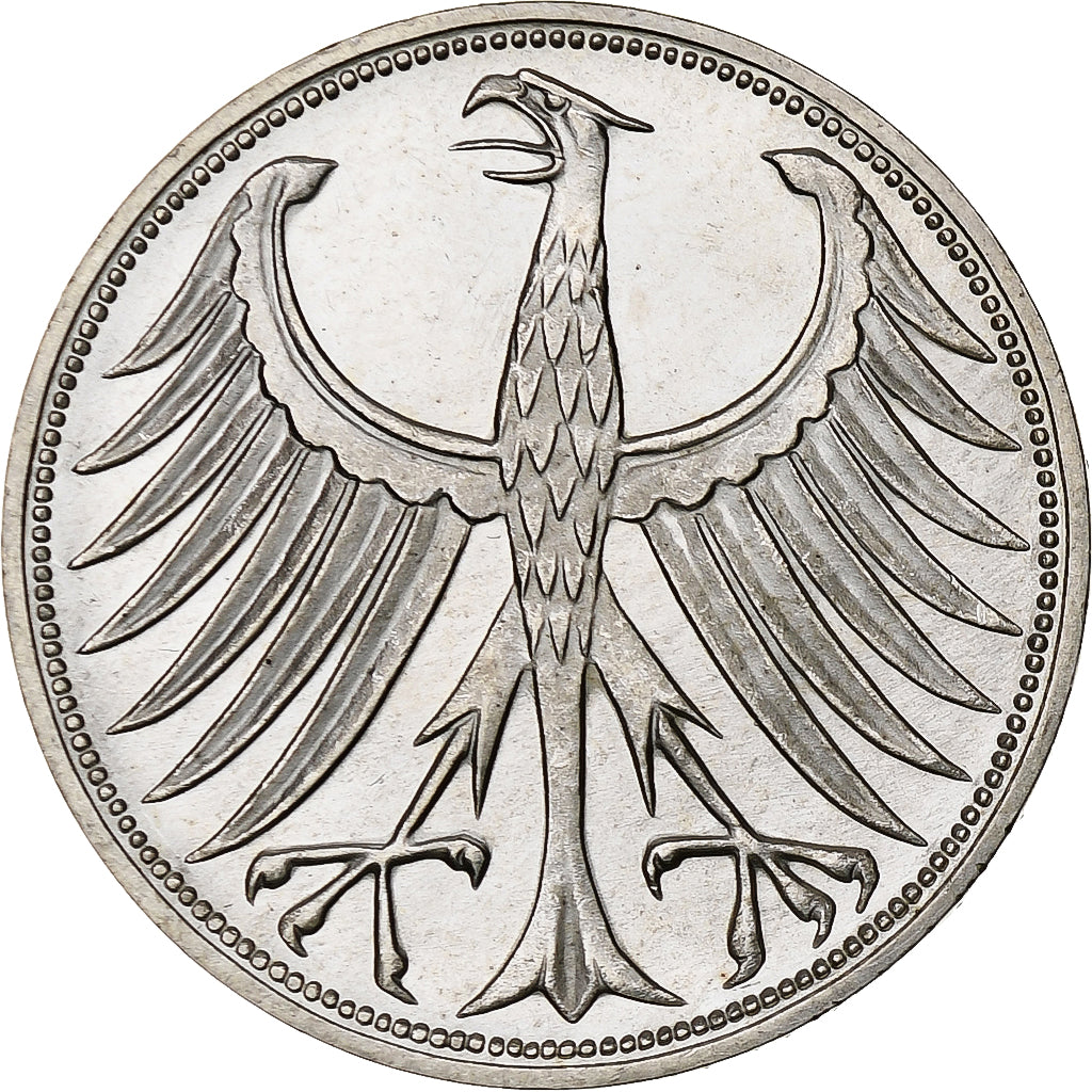 République fédérale allemande, 5 Mark, 1966, Karlsruhe, Argent, SUP+