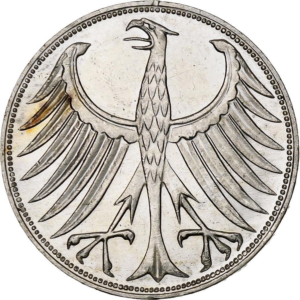 Coin, GERMANY - FEDERAL REPUBLIC, 5 Mark, 1969, Karlsruhe, AU(55-58), Silver