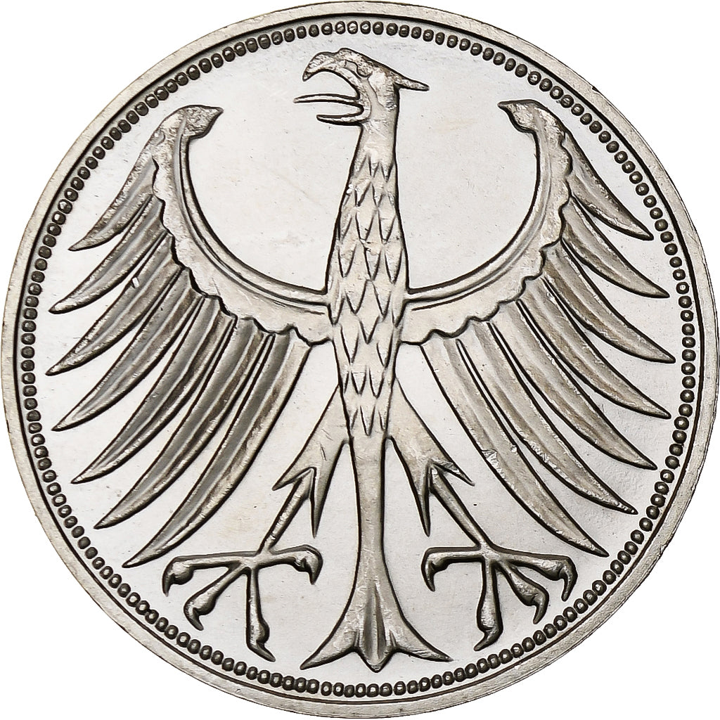 GERMANY - FEDERAL REPUBLIC, 5 Mark, 1974, Stuttgart, Silver, MS(60-62), KM:112.1