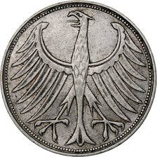 GERMANY - FEDERAL REPUBLIC, 5 Mark, 1957, Munich, Silver, EF(40-45), KM:112.1