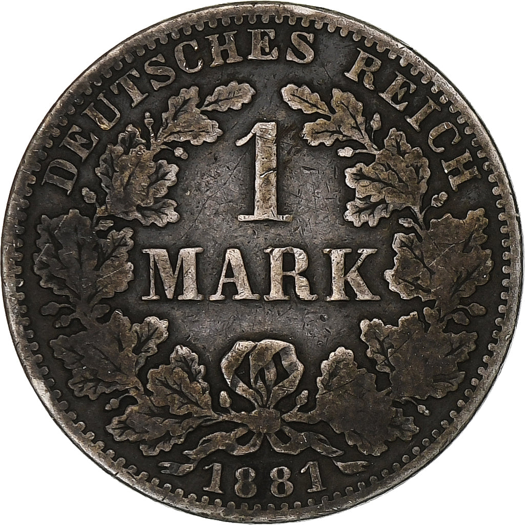 GERMANY - EMPIRE, Wilhelm I, Mark, 1881, Berlin, Silver, VF(30-35), KM:7
